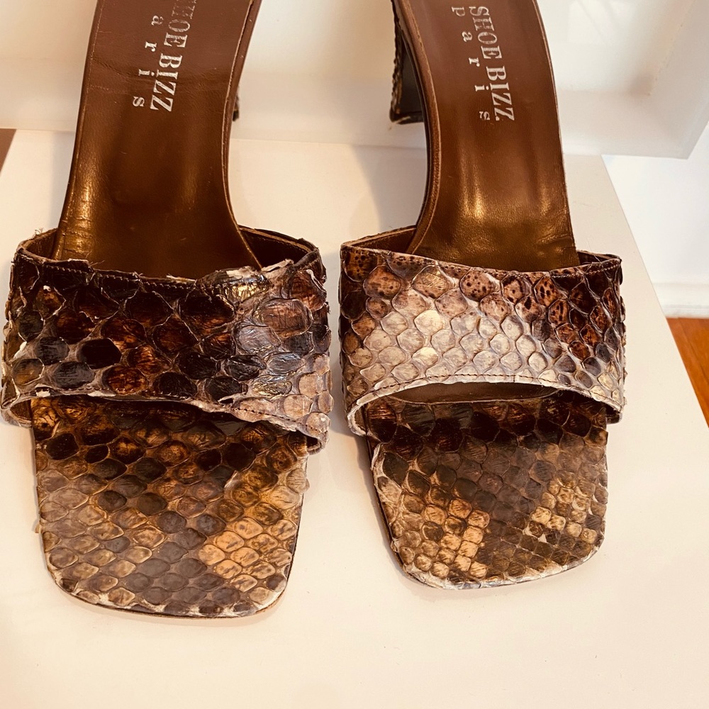 Shoe Bizz Python Brown, Multi Shades Of Tan, Mule… - image 7